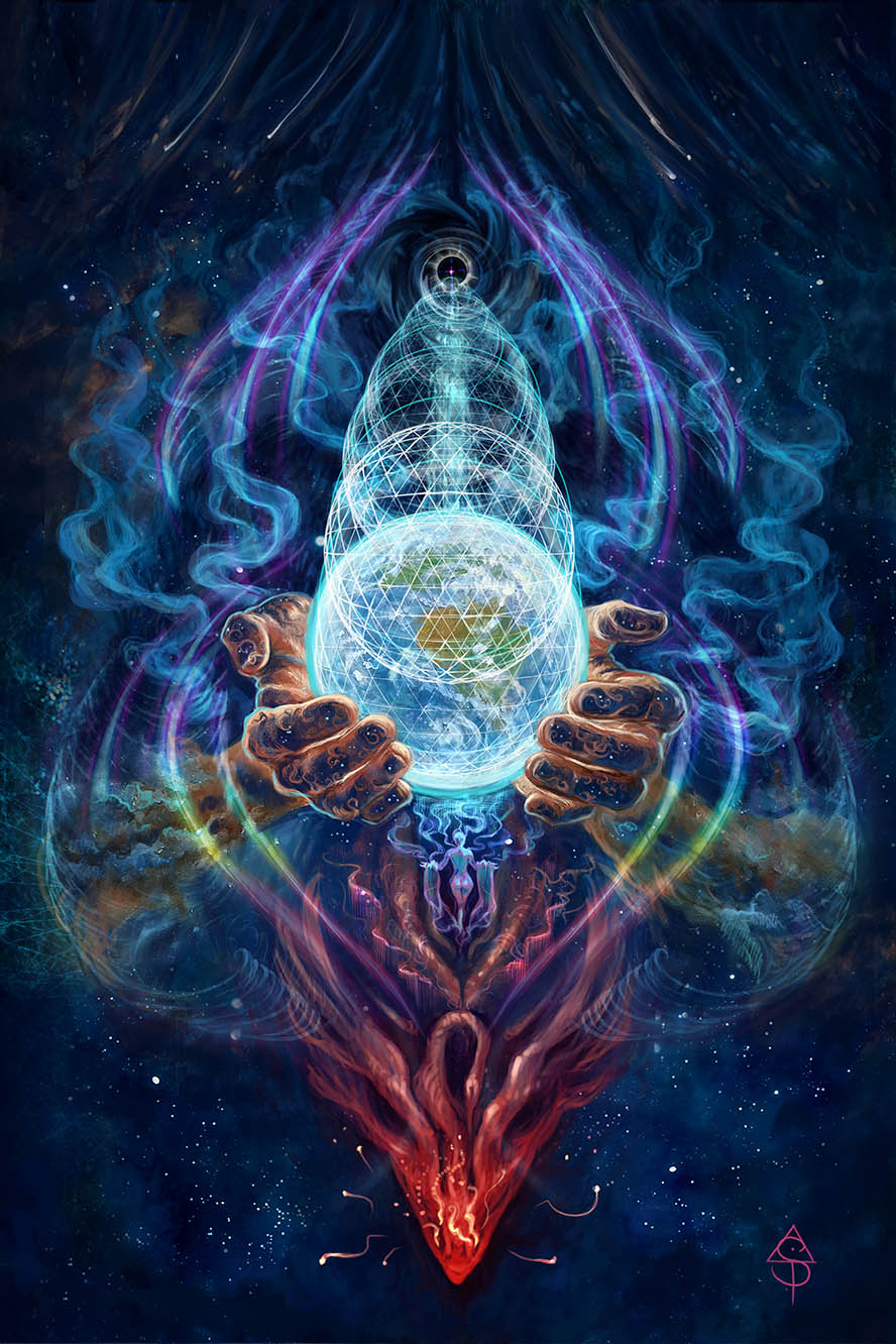 The World, original tarot artwork from the Akasha Codex