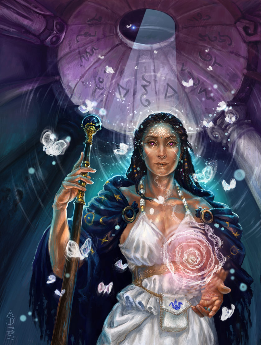 The High Priestess, original tarot artwork from the Akasha Codex