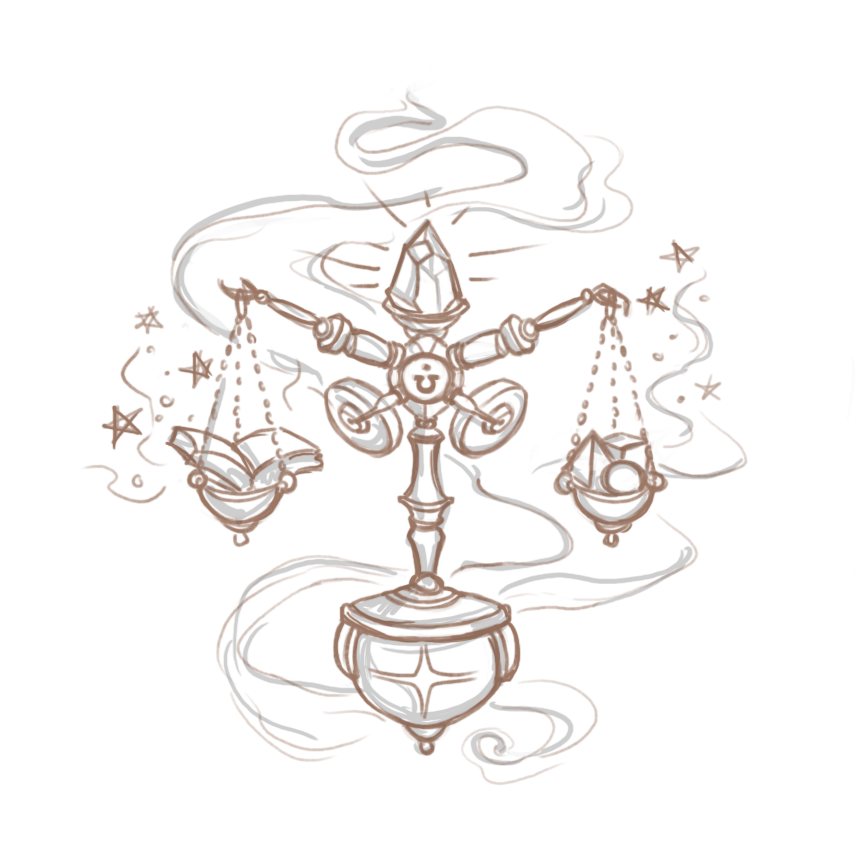 Hand-drawn symbol of balance and observation